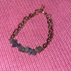 Chic Blue Gemstone Bracelet with Gold Chain